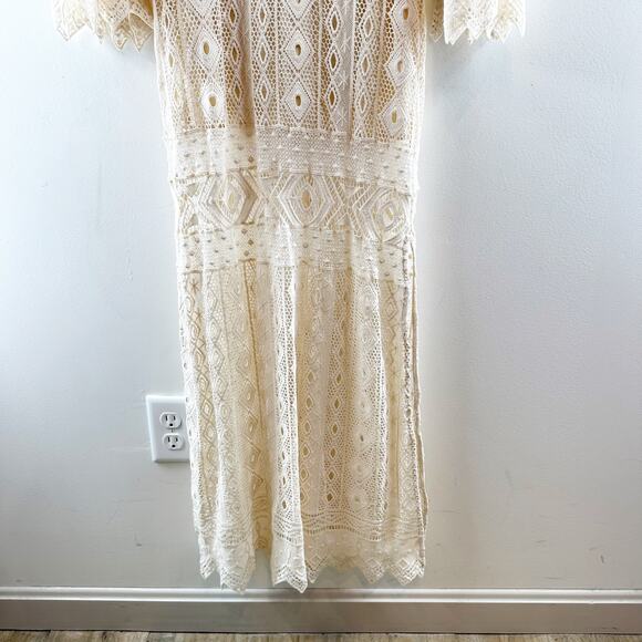 Jen’s Pirate Booty Chaouen Lace Crochet Boho Maxi Dress Ivory XS - Picture 13 of 16